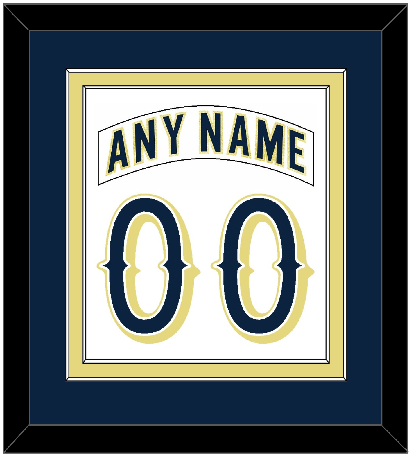 Notre Dame Hockey Nameplate & Number (Back) Combined - Home White - Signature Tier 2