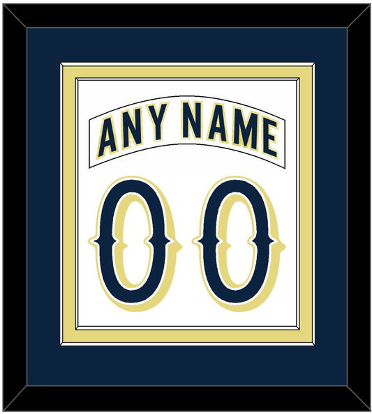 Notre Dame Hockey Nameplate & Number (Back) Combined - Home White - Signature Tier 2