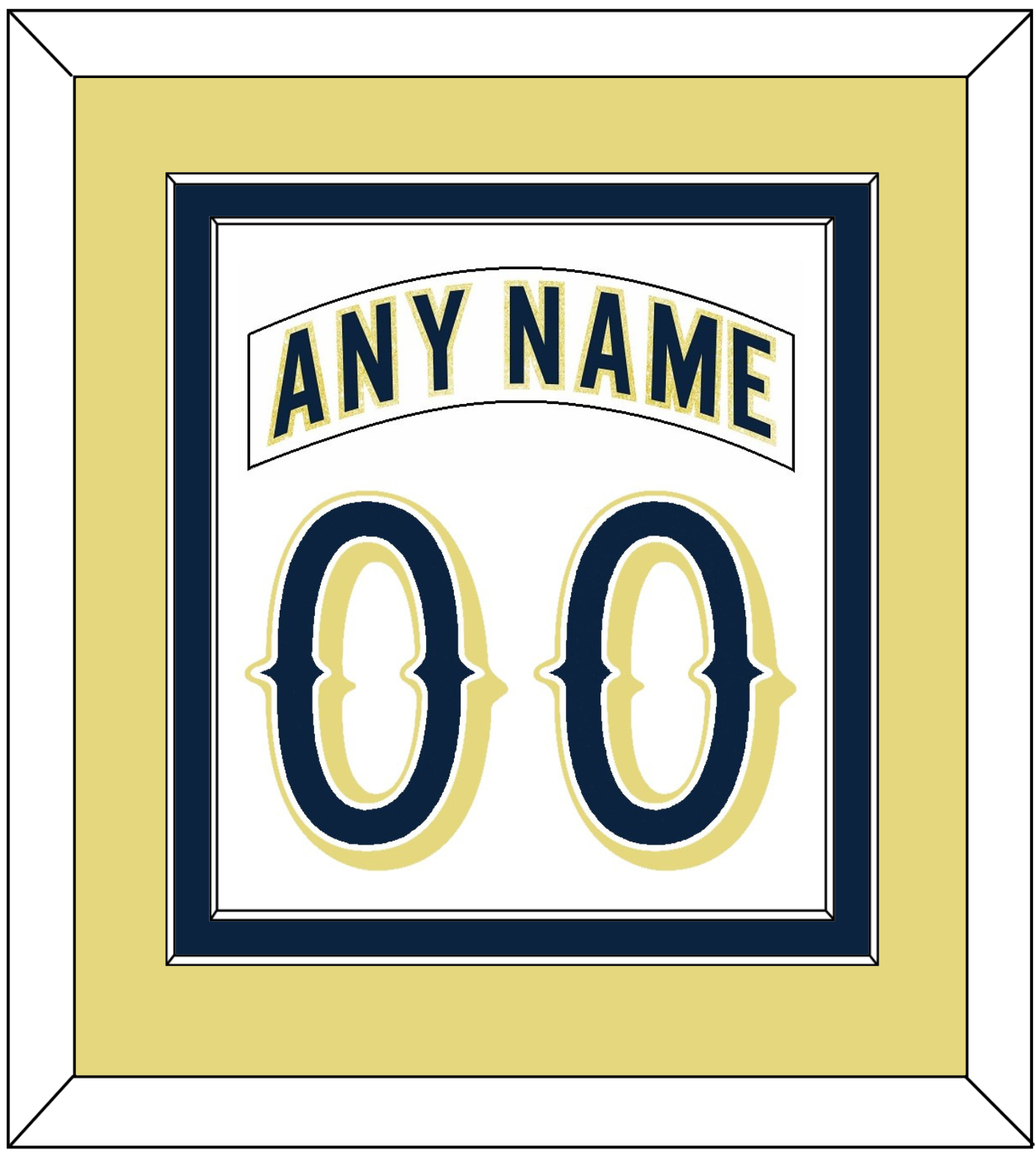 Notre Dame Hockey Nameplate & Number (Back) Combined - Home White - Signature Tier 3