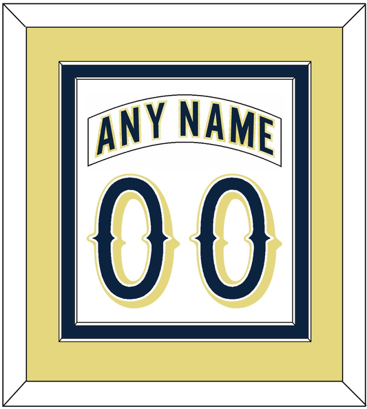 Notre Dame Hockey Nameplate & Number (Back) Combined - Home White - Signature Tier 3