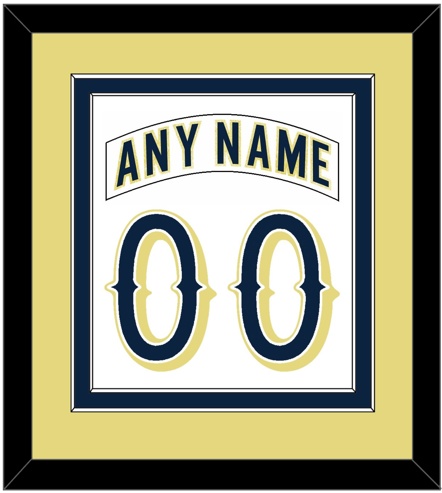 Notre Dame Hockey Nameplate & Number (Back) Combined - Home White - Signature Tier 3