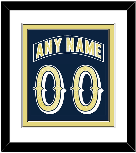 Notre Dame Hockey Nameplate & Number (Back) Combined - Road Blue - Double Mat 1