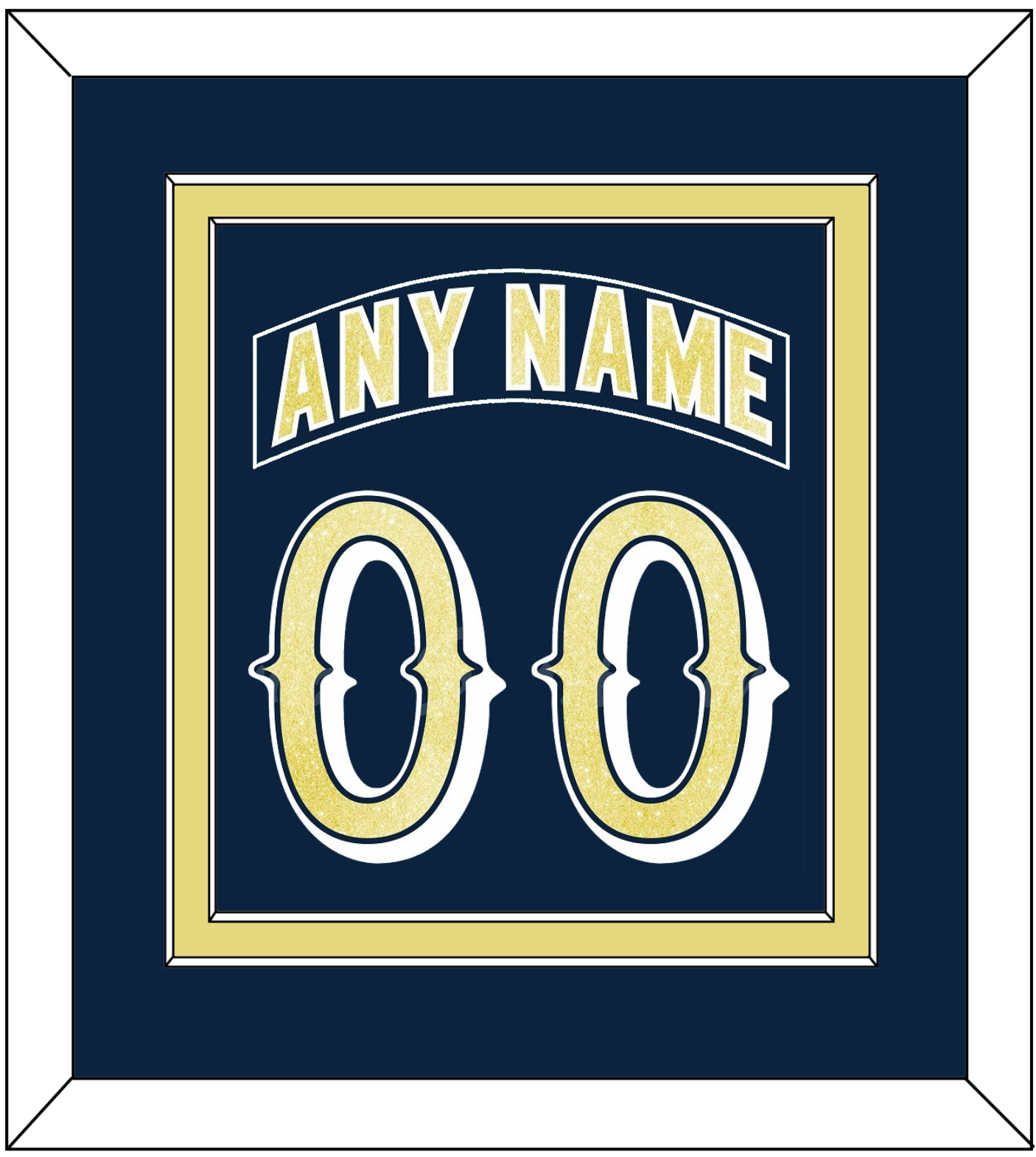 Notre Dame Hockey Nameplate & Number (Back) Combined - Road Blue - Signature Tier 2