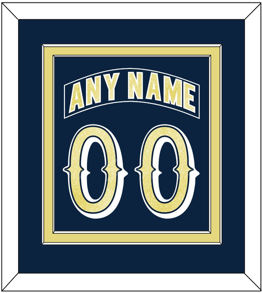 Notre Dame Hockey Nameplate & Number (Back) Combined - Road Blue - Signature Tier 2
