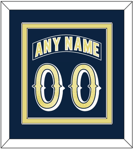 Notre Dame Hockey Nameplate & Number (Back) Combined - Road Blue - Double Mat 2