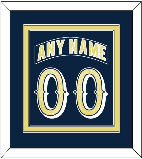 Notre Dame Hockey Nameplate & Number (Back) Combined - Road Blue - Double Mat 2