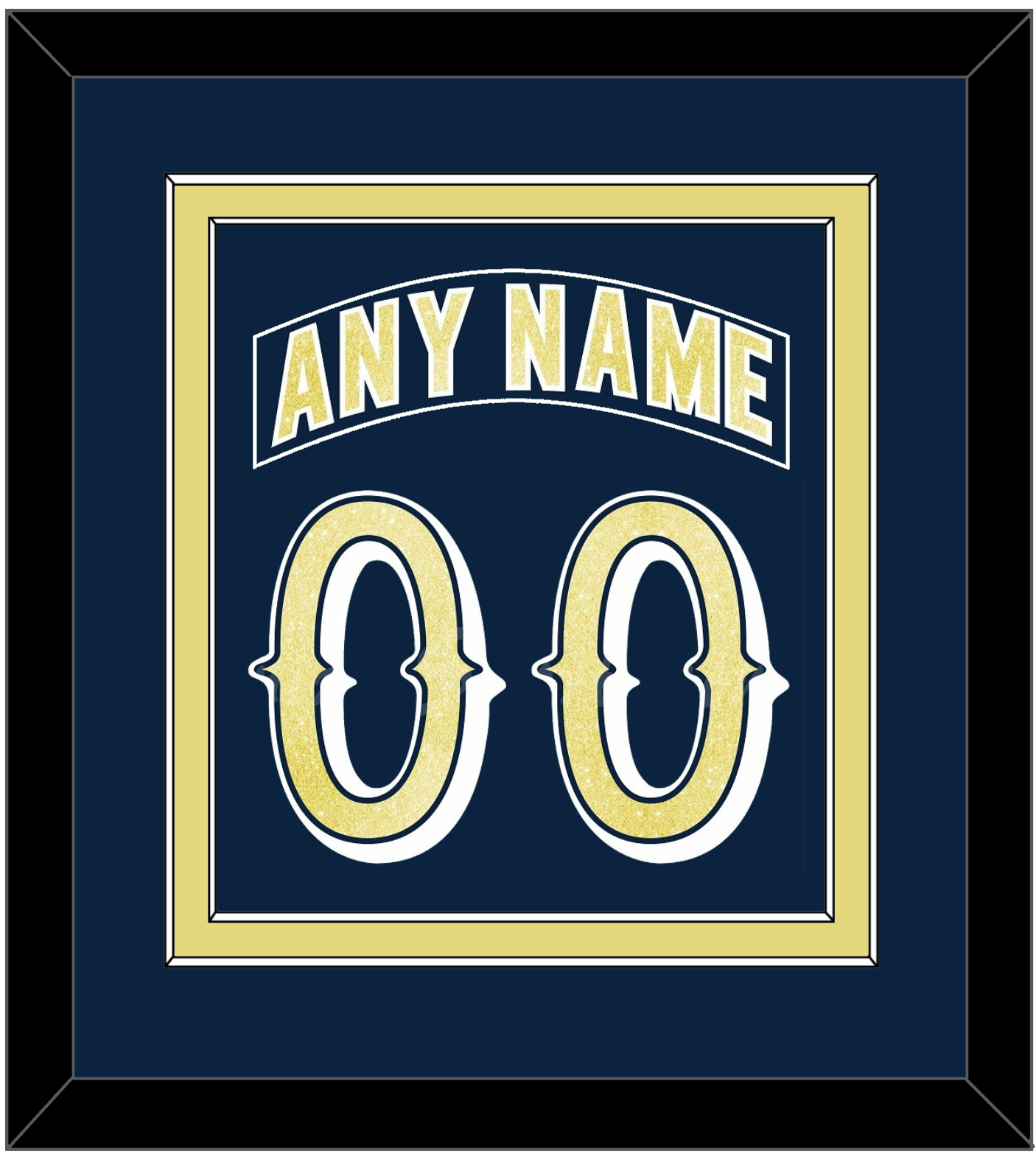 Notre Dame Hockey Nameplate & Number (Back) Combined - Road Blue - Signature Tier 2