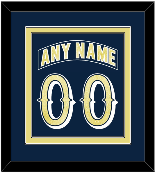 Notre Dame Hockey Nameplate & Number (Back) Combined - Road Blue - Signature Tier 2