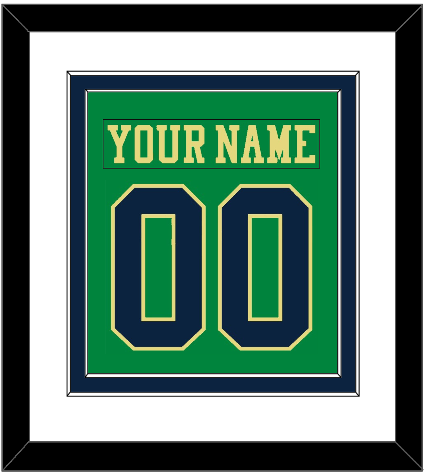 Notre Dame Hockey Nameplate & Number (Back) Combined - Alternate Green (2015) - Signature Tier 1