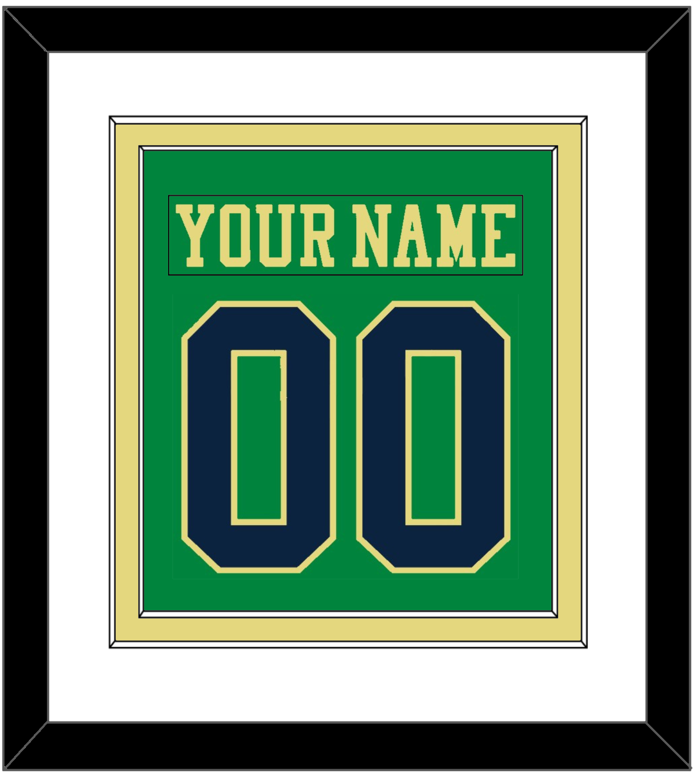 Notre Dame Hockey Nameplate & Number (Back) Combined - Alternate Green (2015) - Signature Tier 2