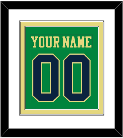 Notre Dame Hockey Nameplate & Number (Back) Combined - Alternate Green (2015) - Signature Tier 2
