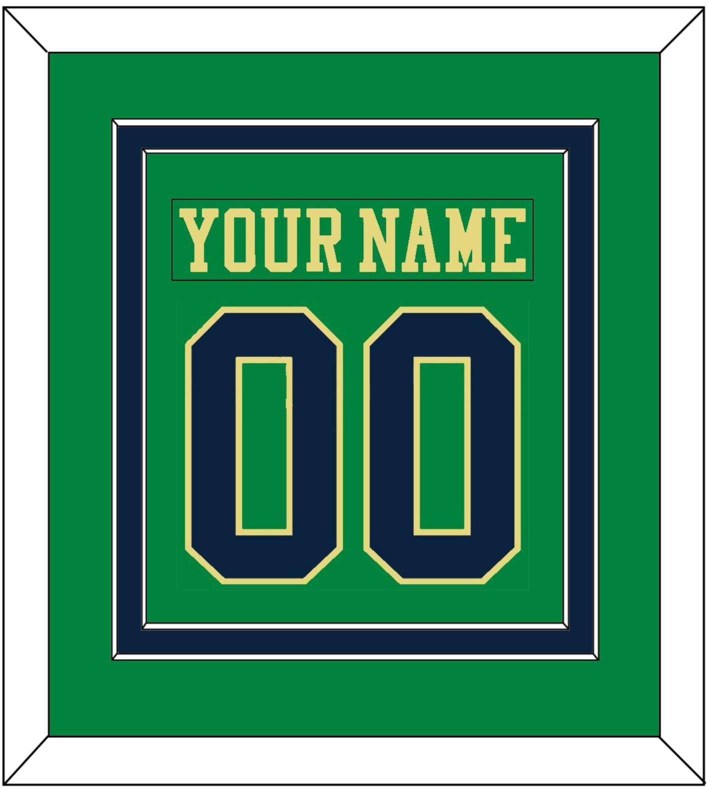 Notre Dame Hockey Nameplate & Number (Back) Combined - Alternate Green (2015) - Signature Tier 3