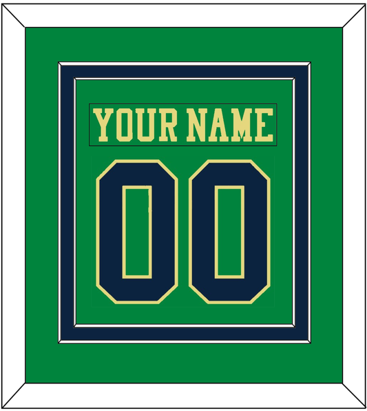 Notre Dame Hockey Nameplate & Number (Back) Combined - Alternate Green (2015) - Signature Tier 3
