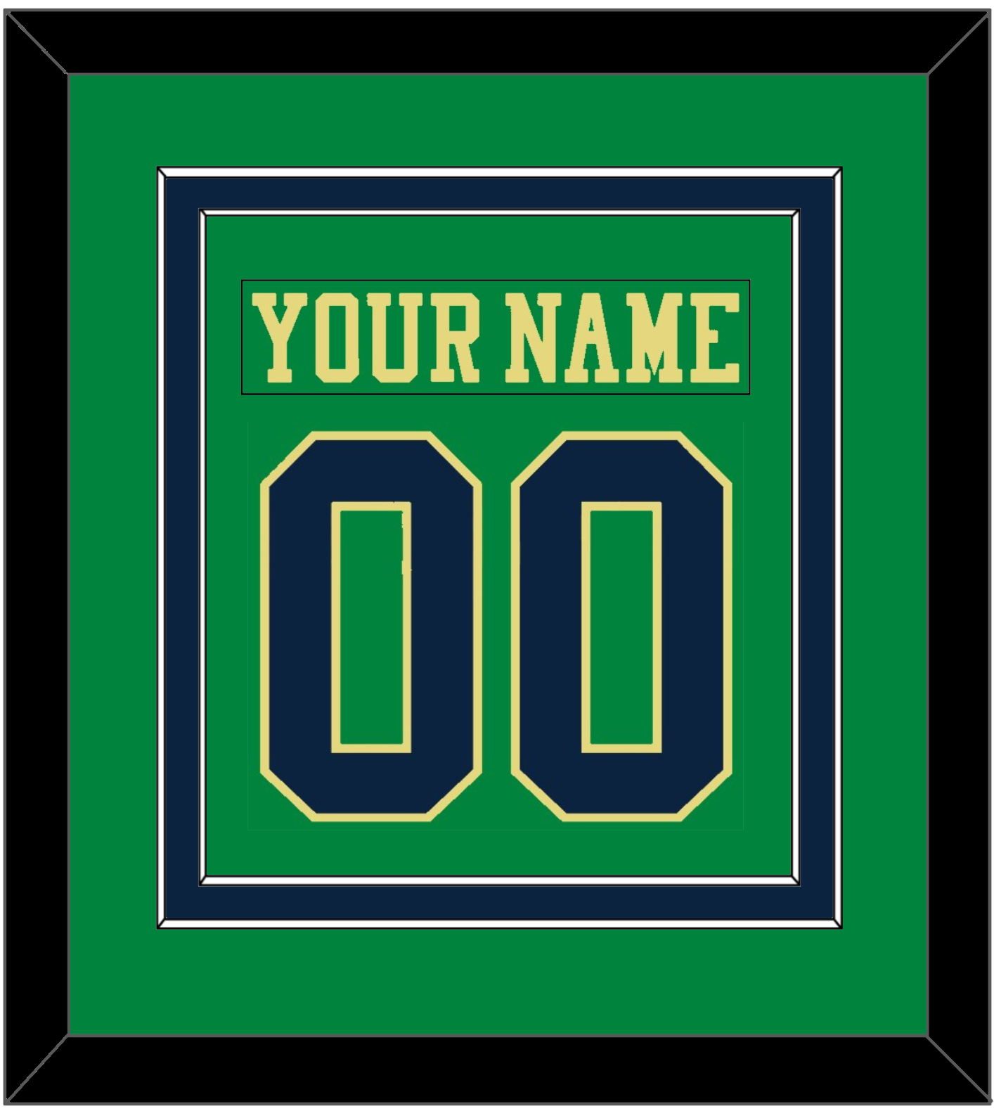 Notre Dame Hockey Nameplate & Number (Back) Combined - Alternate Green (2015) - Signature Tier 3