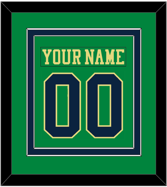 Notre Dame Hockey Nameplate & Number (Back) Combined - Alternate Green (2015) - Signature Tier 3