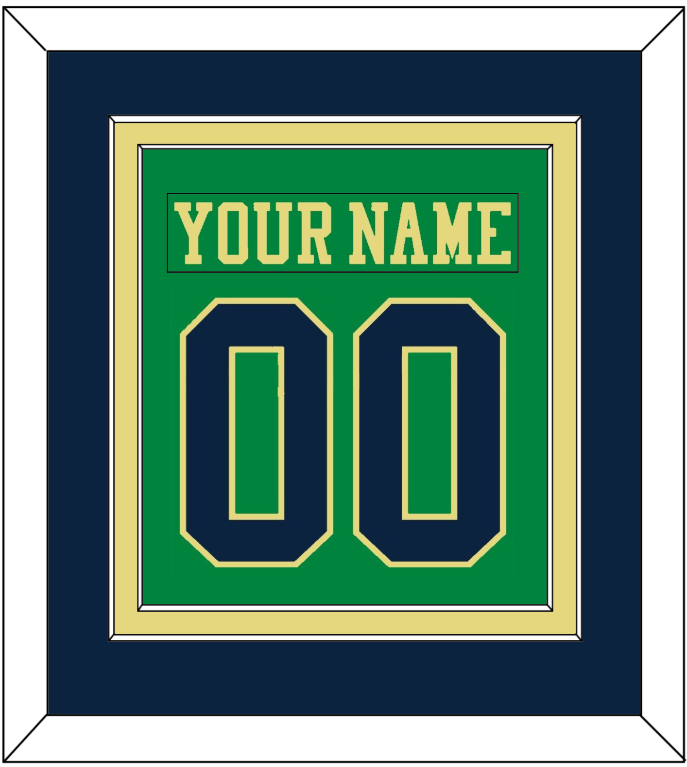 Notre Dame Hockey Nameplate & Number (Back) Combined - Alternate Green (2015) - Signature Tier 4