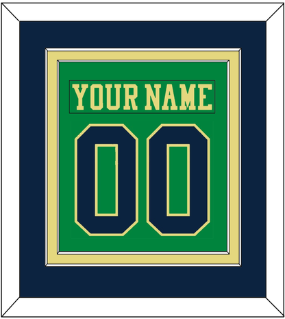 Notre Dame Hockey Nameplate & Number (Back) Combined - Alternate Green (2015) - Signature Tier 4