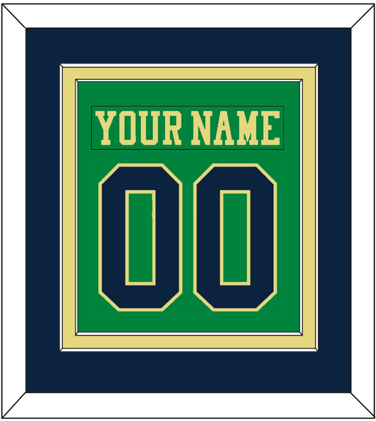 Notre Dame Hockey Nameplate & Number (Back) Combined - Alternate Green (2015) - Signature Tier 4