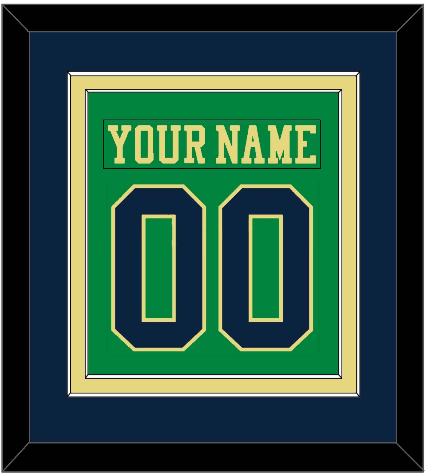 Notre Dame Hockey Nameplate & Number (Back) Combined - Alternate Green (2015) - Signature Tier 4