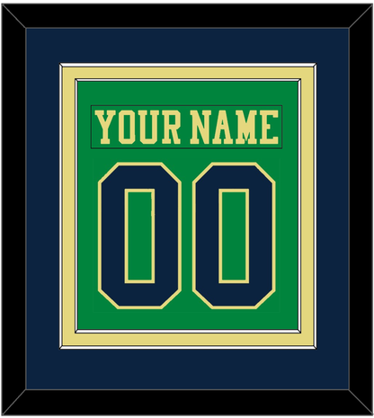 Notre Dame Hockey Nameplate & Number (Back) Combined - Alternate Green (2015) - Signature Tier 4