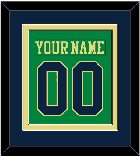 Notre Dame Hockey Nameplate & Number (Back) Combined - Alternate Green (2015) - Signature Tier 4