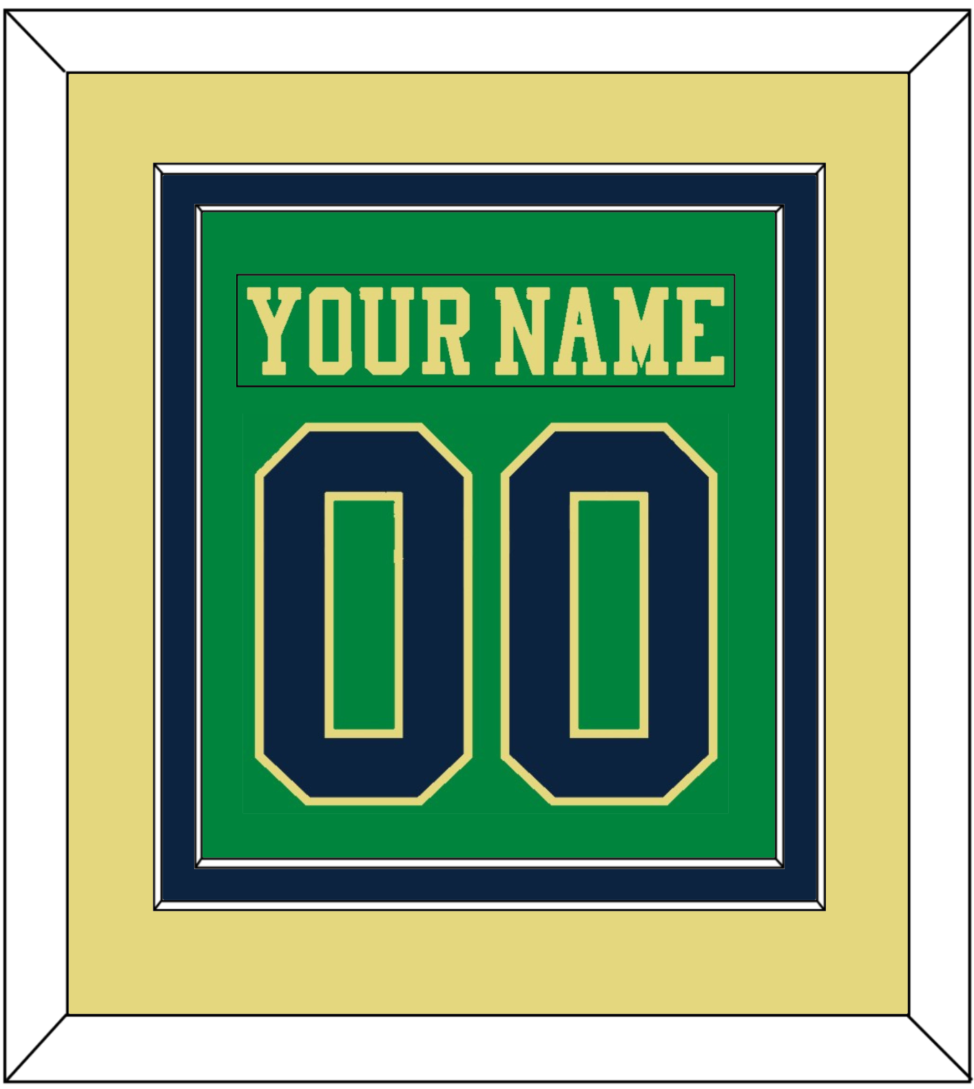 Notre Dame Hockey Nameplate & Number (Back) Combined - Alternate Green (2015) - Signature Tier 5