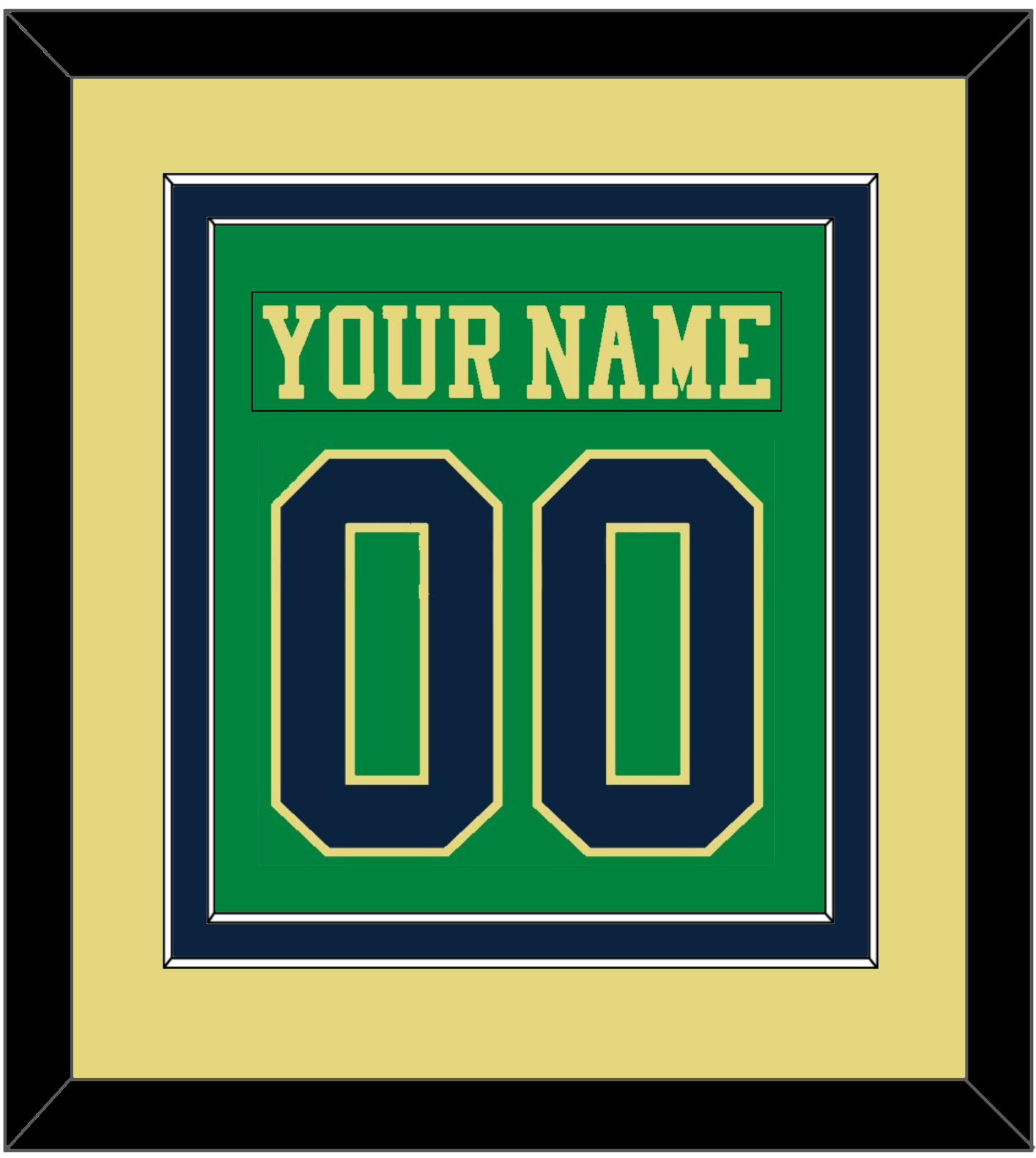 Notre Dame Hockey Nameplate & Number (Back) Combined - Alternate Green (2015) - Signature Tier 5