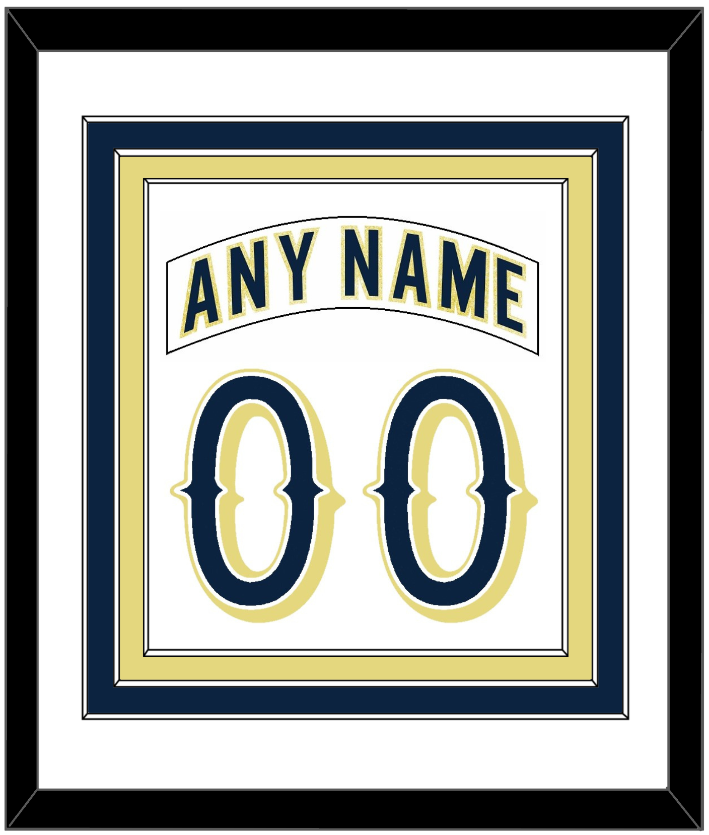 Notre Dame Hockey Nameplate & Number (Back) Combined - Home White - Premier Tier 1
