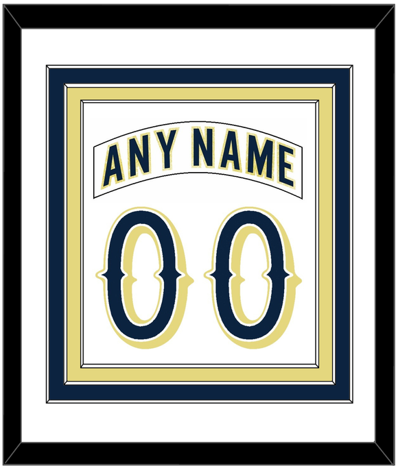 Notre Dame Hockey Nameplate & Number (Back) Combined - Home White - Triple Mat 1