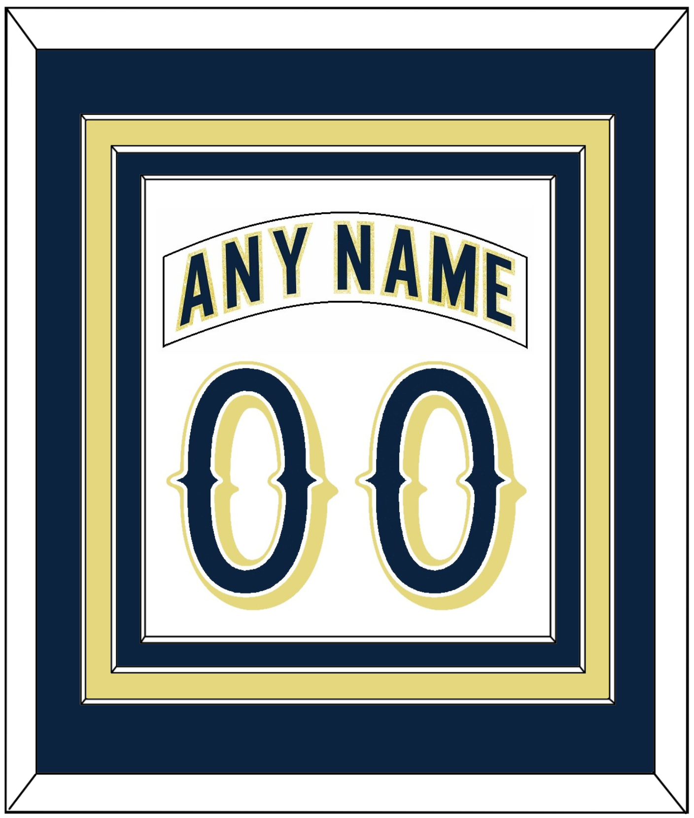 Notre Dame Hockey Nameplate & Number (Back) Combined - Home White - Premier Tier 2