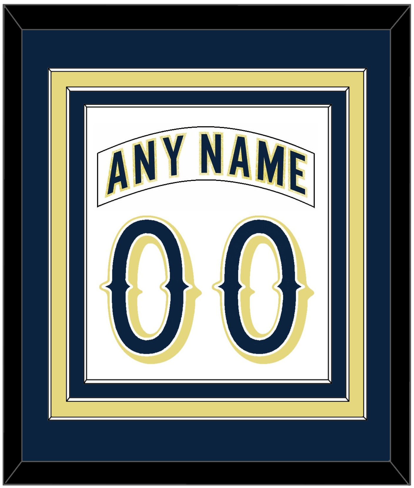 Notre Dame Hockey Nameplate & Number (Back) Combined - Home White - Premier Tier 2