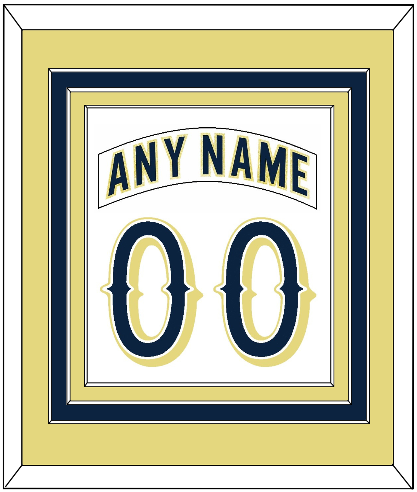 Notre Dame Hockey Nameplate & Number (Back) Combined - Home White - Premier Tier 3
