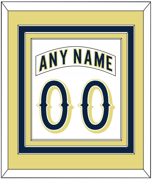 Notre Dame Hockey Nameplate & Number (Back) Combined - Home White - Triple Mat 3