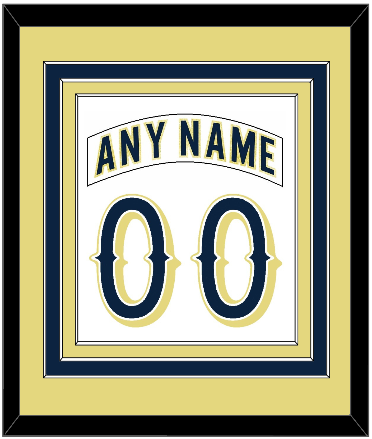 Notre Dame Hockey Nameplate & Number (Back) Combined - Home White - Premier Tier 3