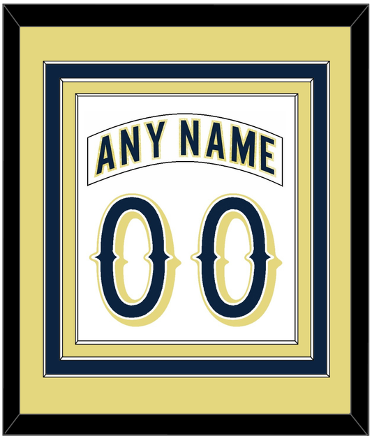 Notre Dame Hockey Nameplate & Number (Back) Combined - Home White - Premier Tier 3