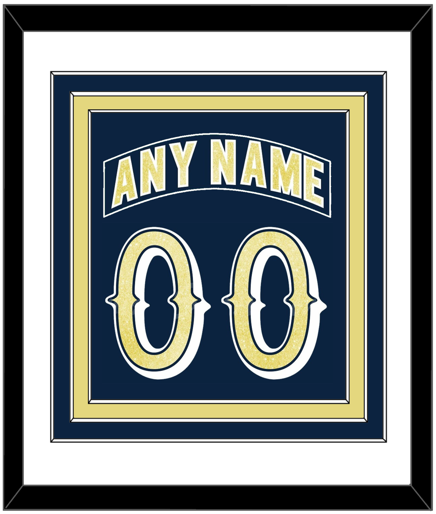 Notre Dame Hockey Nameplate & Number (Back) Combined - Road Blue - Premier Tier 1