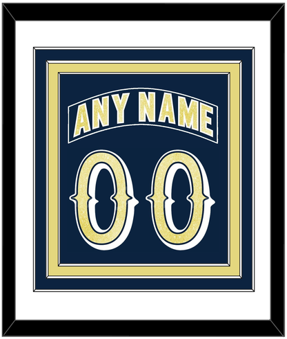 Notre Dame Hockey Nameplate & Number (Back) Combined - Road Blue - Premier Tier 1