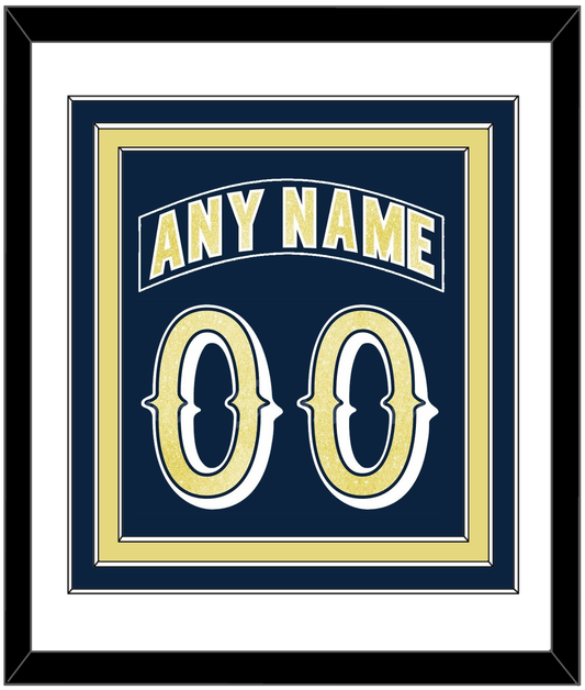 Notre Dame Hockey Nameplate & Number (Back) Combined - Road Blue - Premier Tier 1