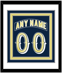 Notre Dame Hockey Nameplate & Number (Back) Combined - Road Blue - Triple Mat 1