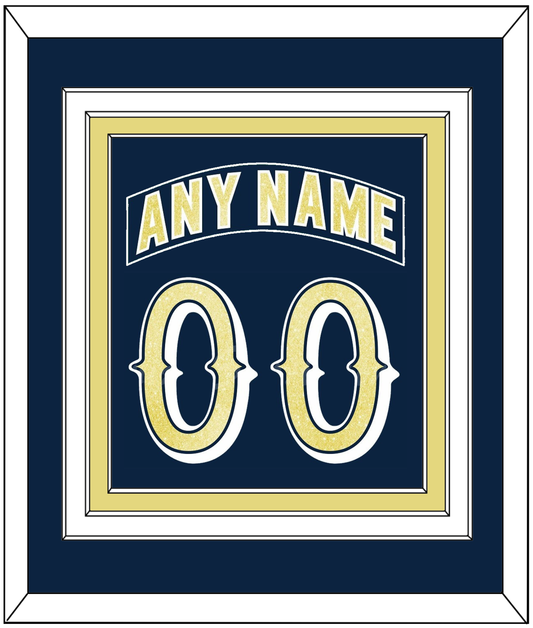 Notre Dame Hockey Nameplate & Number (Back) Combined - Road Blue - Premier Tier 2