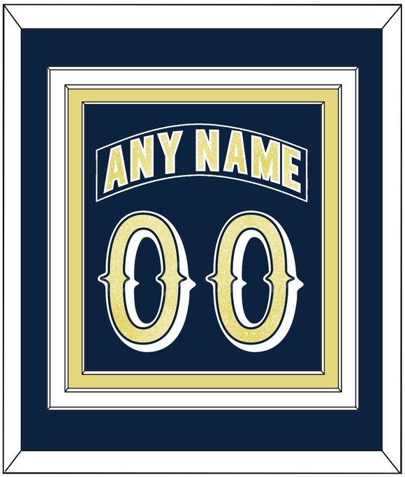 Notre Dame Hockey Nameplate & Number (Back) Combined - Road Blue - Triple Mat 2