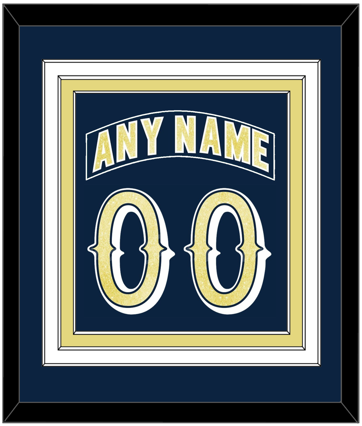 Notre Dame Hockey Nameplate & Number (Back) Combined - Road Blue - Premier Tier 2