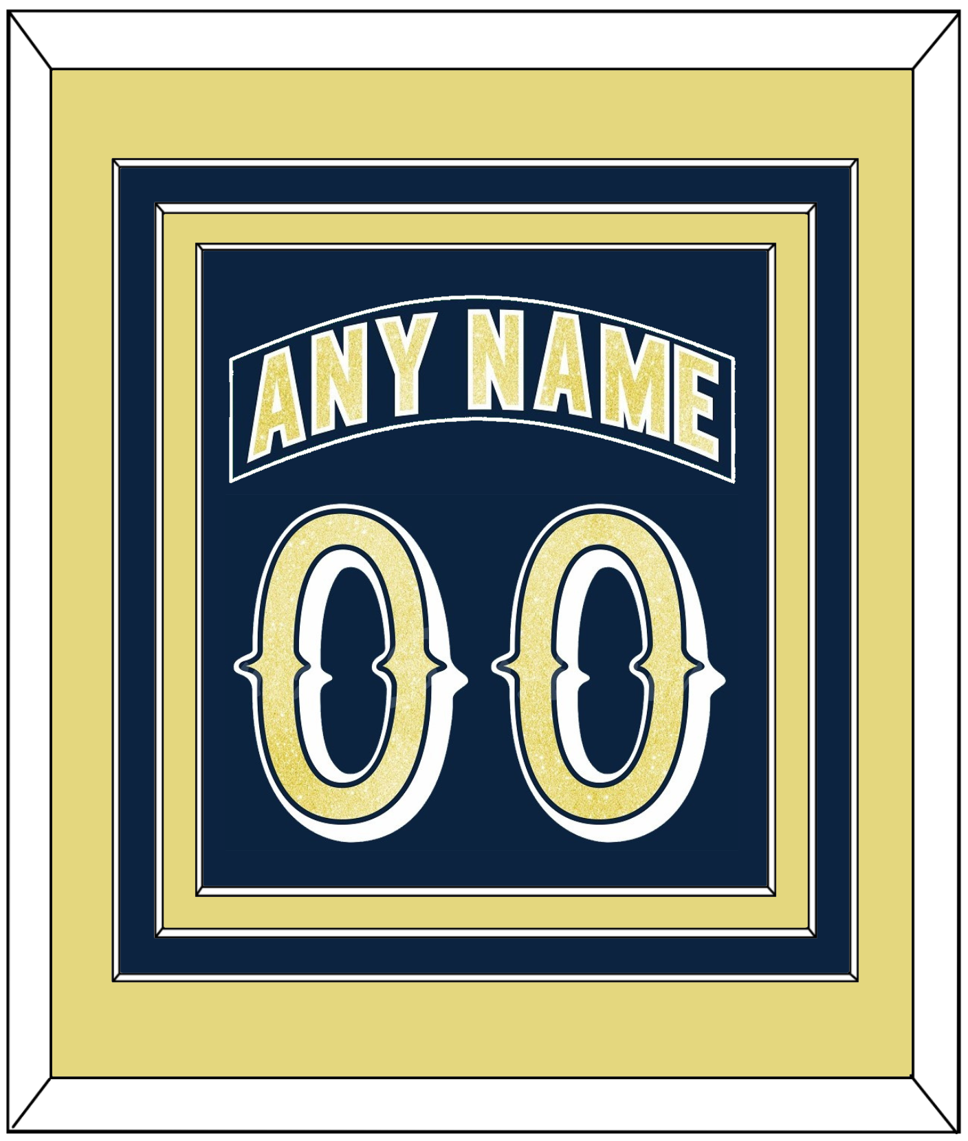 Notre Dame Hockey Nameplate & Number (Back) Combined - Road Blue - Premier Tier 3