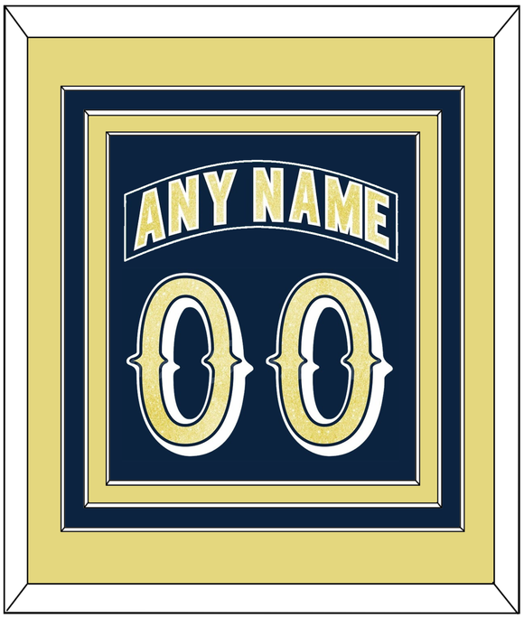 Notre Dame Hockey Nameplate & Number (Back) Combined - Road Blue - Triple Mat 3