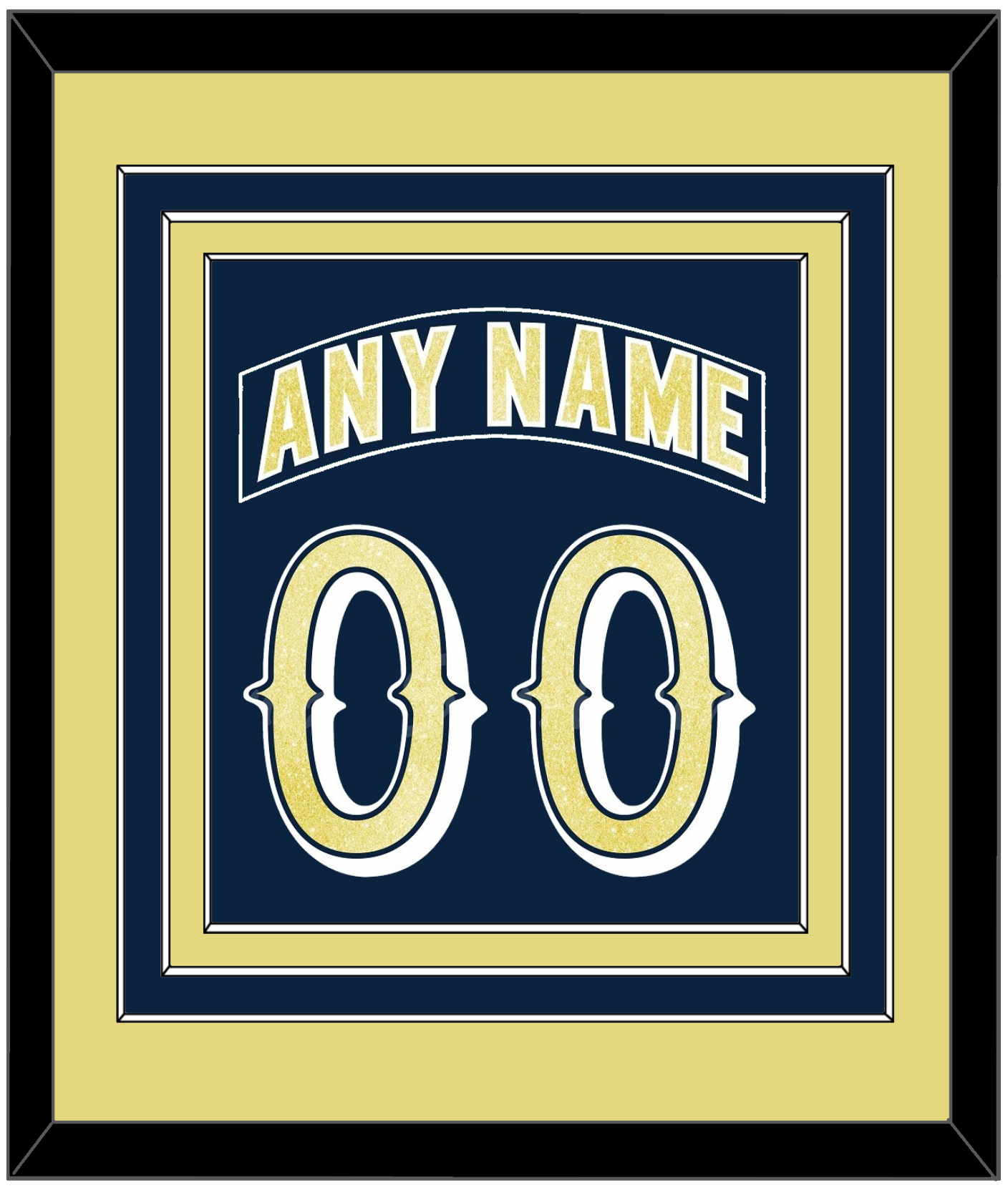 Notre Dame Hockey Nameplate & Number (Back) Combined - Road Blue - Premier Tier 3