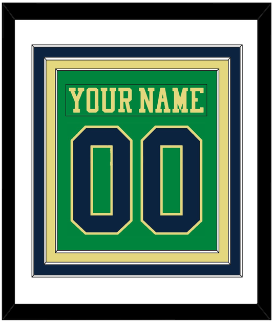 Notre Dame Hockey Nameplate & Number (Back) Combined - Alternate Green (2015) - Premier Tier 1