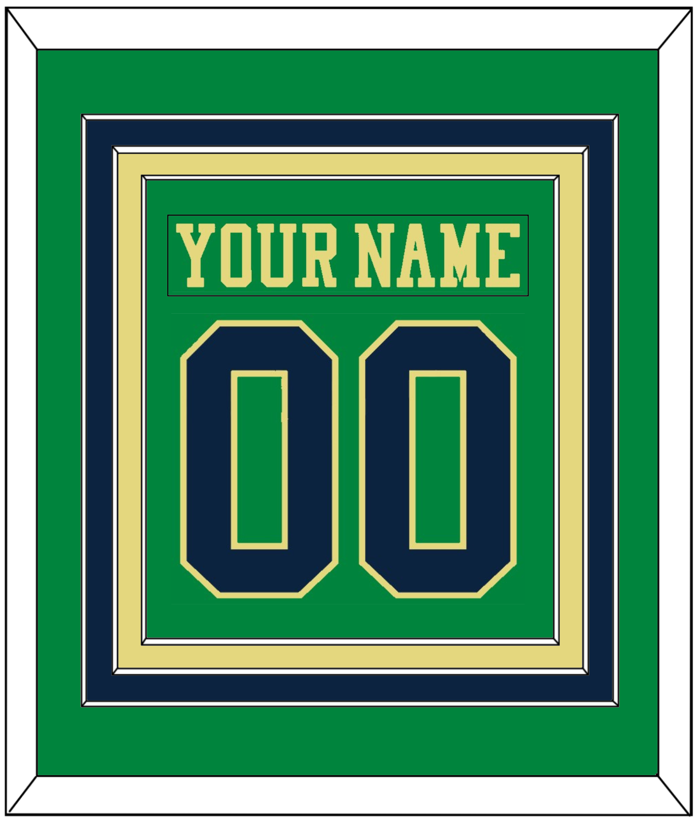Notre Dame Hockey Nameplate & Number (Back) Combined - Alternate Green (2015) - Premier Tier 2