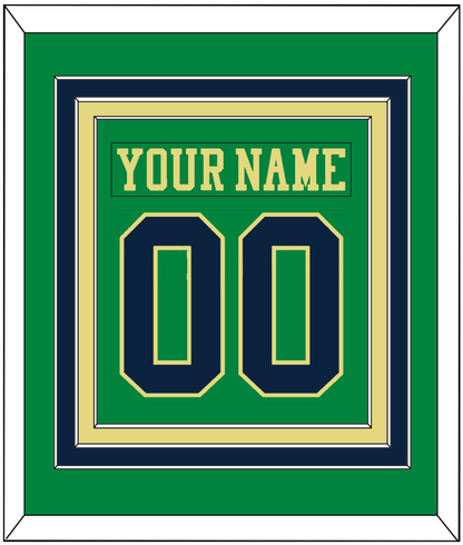 Notre Dame Hockey Nameplate & Number (Back) Combined - Alternate Green (2015) - Premier Tier 2