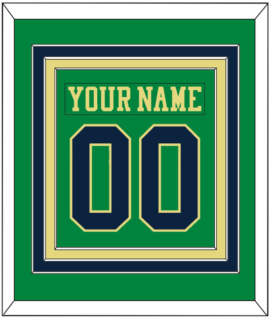 Notre Dame Hockey Nameplate & Number (Back) Combined - Alternate Green (2015) - Premier Tier 2