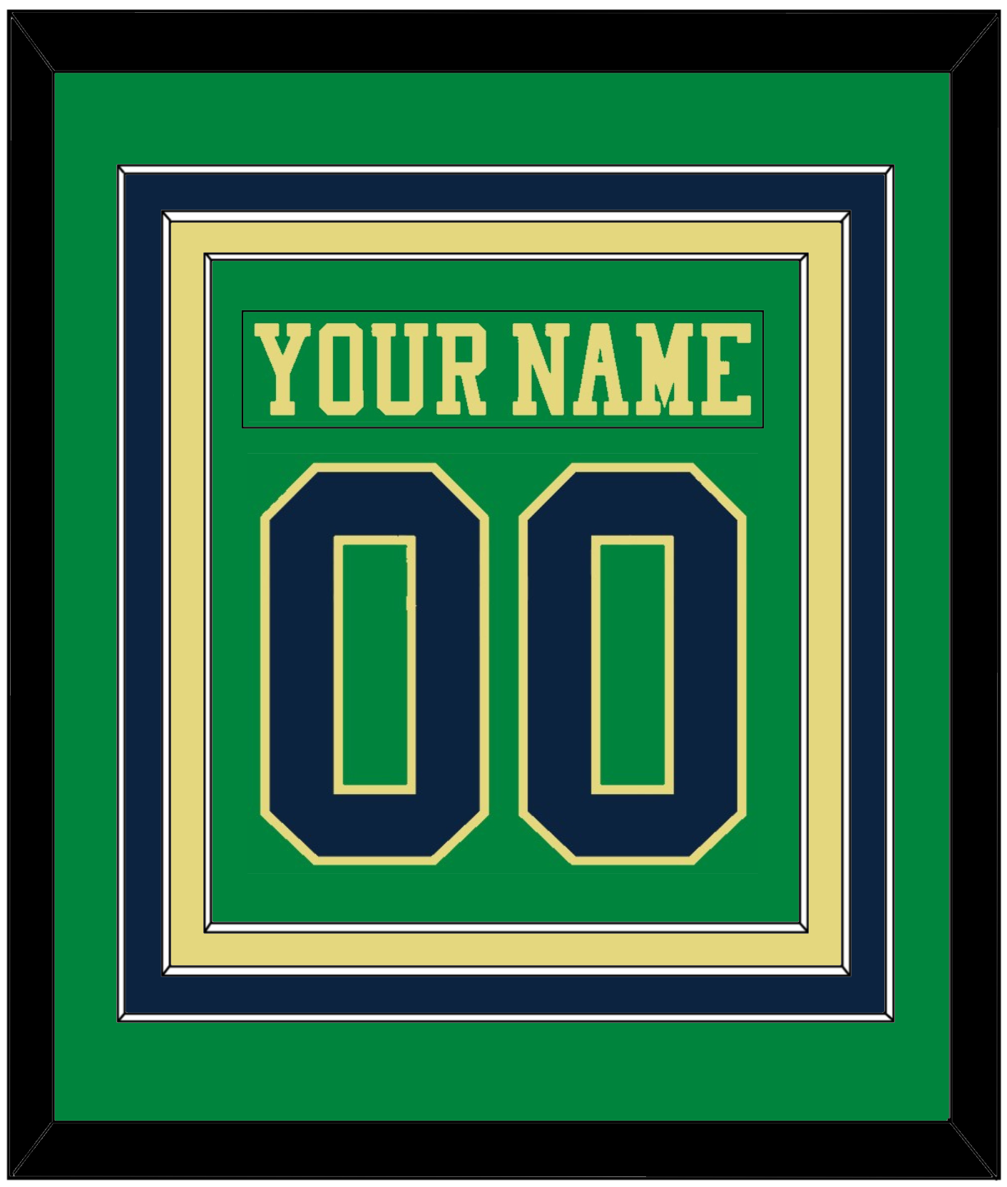 Notre Dame Hockey Nameplate & Number (Back) Combined - Alternate Green (2015) - Premier Tier 2